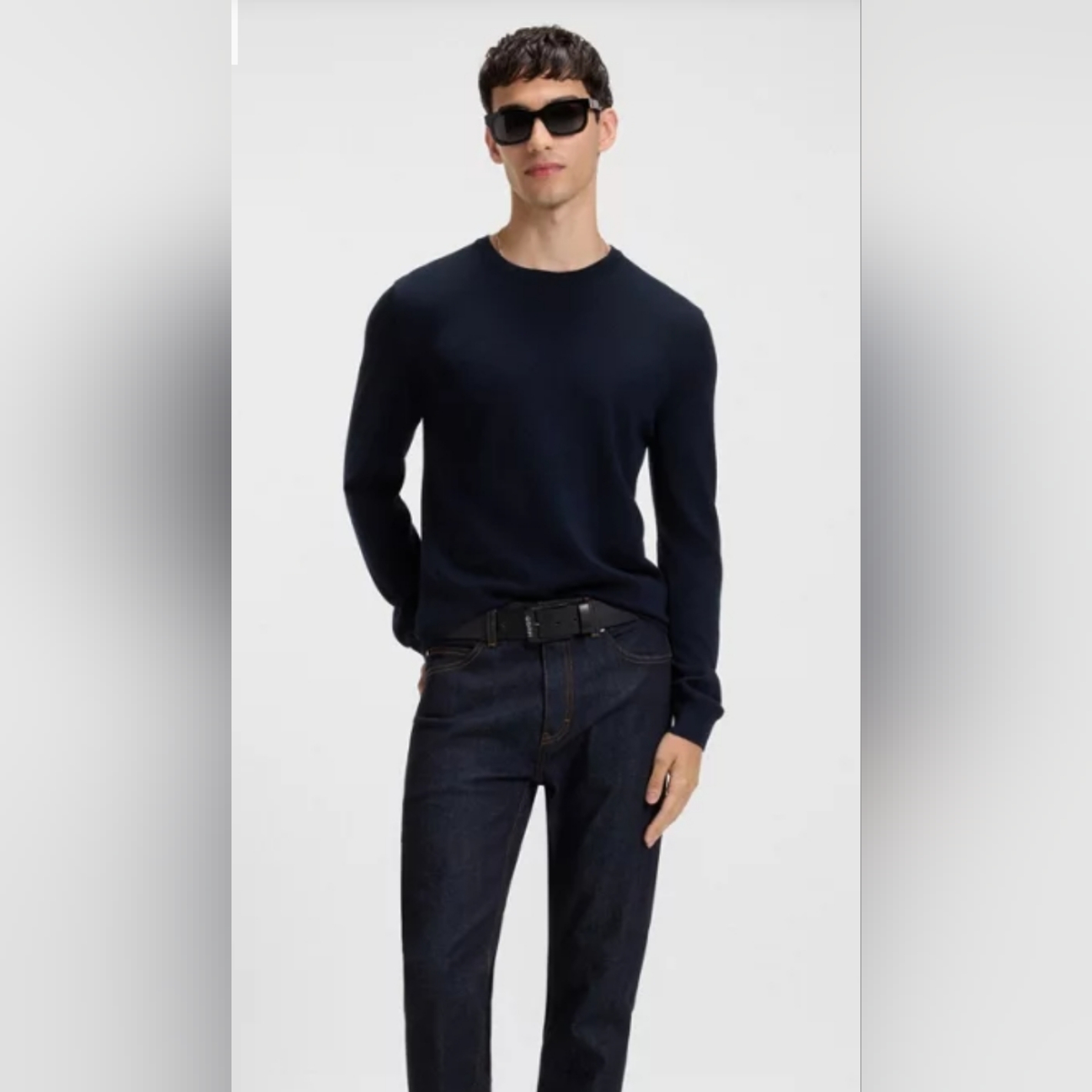 Hugo Boss Black Label Men's Wool Crewneck Performance Sweater Size M Blue Navy